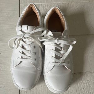 All white Steve Madden lace up sneakers